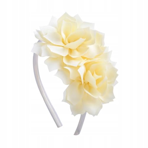 Eleganter Haarreif mit zwei großen Stoffblumen – Blumen-Haarband für Mädchen und Damen – festlich, stilvoll, vielseitig für Hochzeit, Taufe & Alltag (Gelb, Normal) von Little Angel