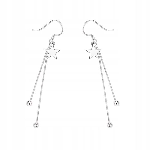 FRAISE 925 Sterling Silber Ohrringe Damen – Stern Anhänger Ohrhänger | Lange Ketten Ohrringe Elegant & Leicht | Nickelfrei & Hypoallergen von Little Angel