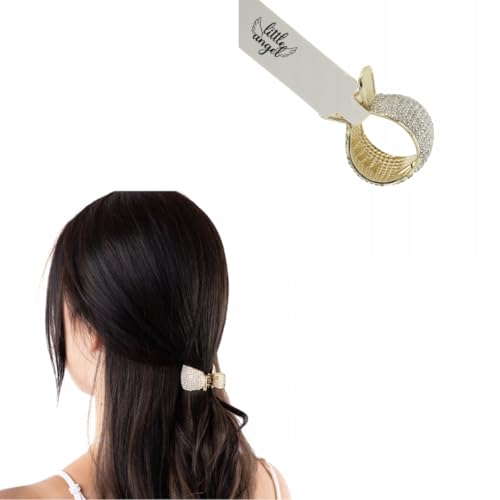 Glitzernde goldene Haarspange mit Strasssteinen – elegante Haarklammer für Damen und Mädchen – stilvolles Haaraccessoire für Hochzeit, Party, Alltag, festliche Anlässe (Mit Zirkonia) von Little Angel