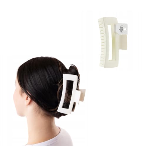 Große Haarklammer für Damen in Cremeweiß – Rechteckige XXL Haarspange mit starkem Halt – Eleganter Haarclip für dickes, langes oder lockiges Haar – Stylisches Haarschmuck Accessoire für Alltag von Little Angel