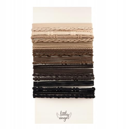 Haargummi sHaarband Set Damen – 12 geflochtene elastische Stirnbänder in Naturfarben – Breite Haarbänder für Frauen & Mädchen – Weich, rutschfest & bequem von Little Angel