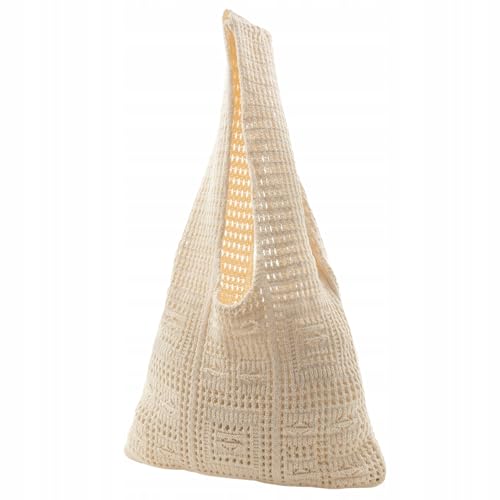 Little Angel Gehäkelte Boho Tasche Damen – Handgefertigte Hobo Schultertasche aus Baumwolle in Beige – Sommer Strandtasche im Vintage Häkel-Look – Shopper Beuteltasche groß und leicht (Hell) von Little Angel