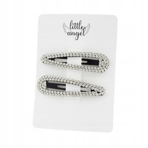 Little Angel Haarklammern Glitzer Damen 2er Set – Silberne Strass Haarspangen Clips – Eleganter Haarschmuck für Frauen Mädchen Hochzeit Party Alltag – Rutschfest & Stark von Little Angel