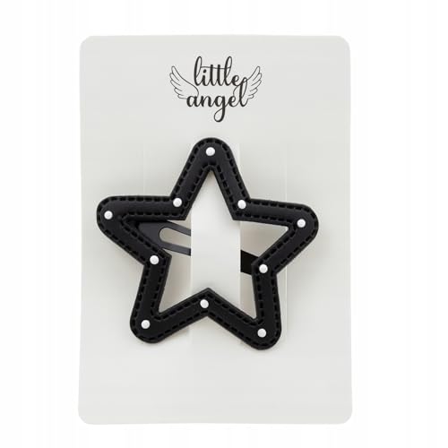 Little Angel Haarspange Sternform – Modische Haarclips für Mädchen & Damen – Stylische Haarklammer im Stern-Design mit Punktmuster – Haarschmuck für Kinder, Teenager & Erwachsene (Schwarz) von Little Angel