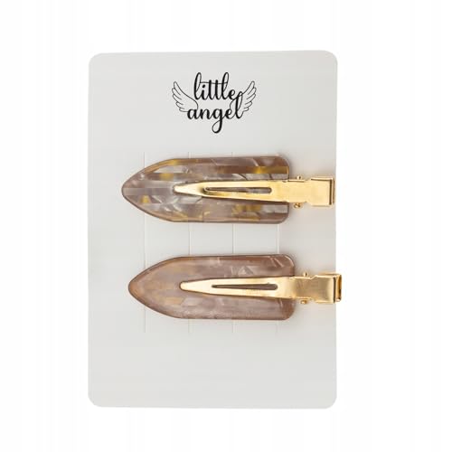 Little Angel Haarspangen Damen Set – 2er Set Marmor Optik Rosa Weiß – Haarklammern mit Goldklammer – Stylisch & Elegant für Alltag & Anlass (Braun) von Little Angel