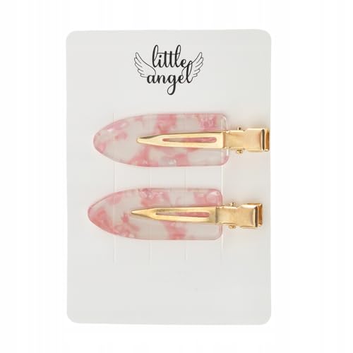 Little Angel Haarspangen Damen Set – 2er Set Marmor Optik Rosa Weiß – Haarklammern mit Goldklammer – Stylisch & Elegant für Alltag & Anlass (Rosa) von Little Angel