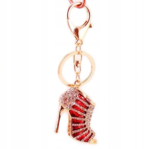 Little Angel High Heel Schlüsselanhänger Damen Glitzer Strass | Roter Stiletto Taschenanhänger | Mode Accessoire für Frauen | Charm Anhänger Schuh Deko Geschenk von Little Angel