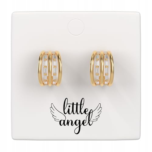 Luxus Creolen Damen vergoldet – 3-reihige Hoop Ohrringe mit Zirkonia Kristallen, Statement Schmuck Gold – Elegant für Hochzeit, Abendmode, Party – Ohrstecker von Little Angel Luxus Creolen Damen vergoldet – 3-reihige Hoop Ohrringe mit Zirkonia Kristallen, Statement Schmuck Gold – Elegant für Hochzeit, Abendmode, Party – Ohrstecker von Little Angel von Little Angel