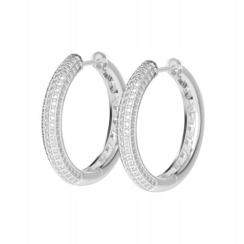 Silberne Glitzer Creolen Damen – Elegante Hoop Ohrringe mit Zirkonia – Funkelnde Statement Ohrringe für Frauen – Schmuck Geschenk Hochzeit Party von Little Angel