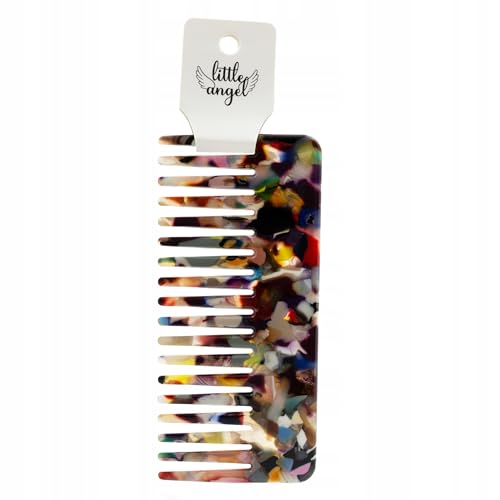 Stylischer Haarkamm aus Acryl in bunter Marmoroptik – Antistatisch & schonend zum Haar – Grobzinkig für nasses, lockiges oder feines Haar – Kompakt & reisefreundlich von Little Angel