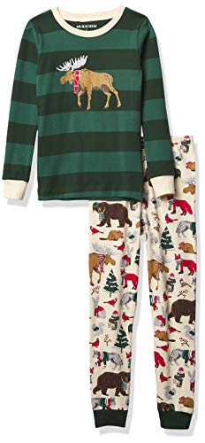 Hatley Unisex-Kinder Long Sleeve Appliqué Pyjama Set Pyjamaset, Wald Winter, 3 Jahre Regular von Little Blue House by Hatley