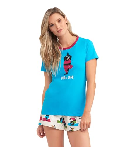 Hatley Damen Cute Animal Pajama Tees Pyjamaoberteil, Yoga Bär, X-Large von Little Blue House
