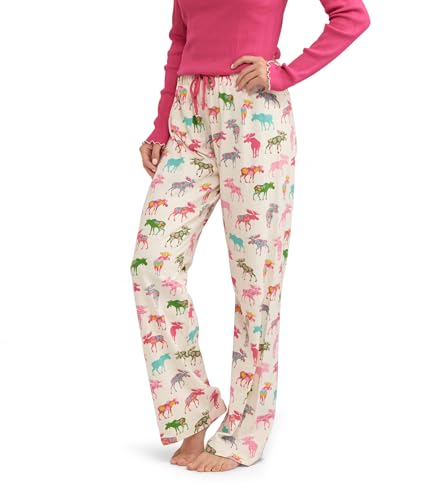 Hatley Damen Jersey Pyjamahose, Gemusterter Elch, 42 (L) von Little Blue House