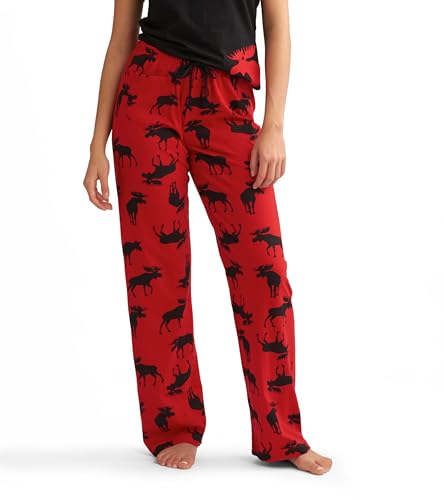 Hatley Damen Moose Family Pyjamas Langarmshirt, Rot, X-Small von Little Blue House