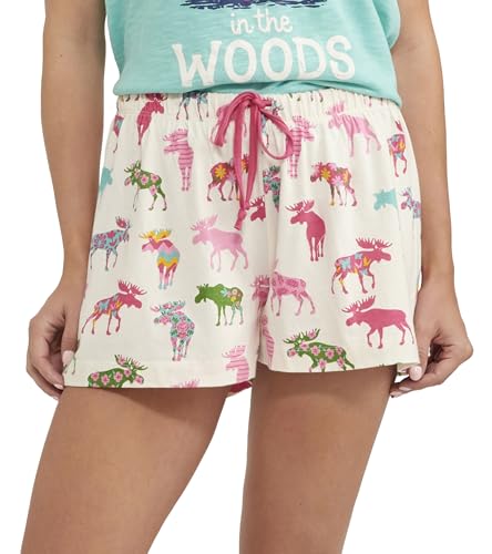 Little Blue House Damen Pajama Shorts Pyjamahose, Gemusterter Elch, Large von Little Blue House