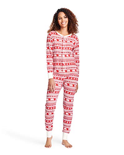Hatley Kinder Fair Isle Bear & Moose Family Union Suits Strampelanzug, Rot (Adult Bear 600), Medium von Little Blue House
