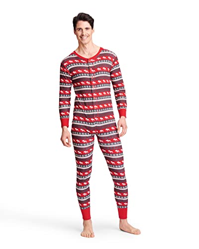 Hatley Kinder Fair Isle Bear & Moose Family Union Suits Strampelanzug, Rot (Adult Moose 600), Small von Little Blue House
