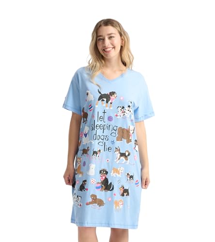 Little Blue House Damen Nachthemd, Lila (Let Sleeping Dogs Lie), One Size von Little Blue House