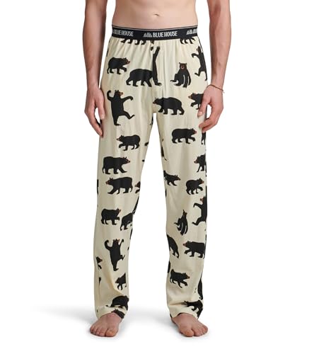 Little Blue House Herren Jersey Pyjamahose, Schwarze Bären, L von Little Blue House