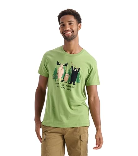 Little Blue House Herren Men's Short Sleeve Pyjama Top Pyjamaoberteil, May The Forest Be with You, L von Little Blue House