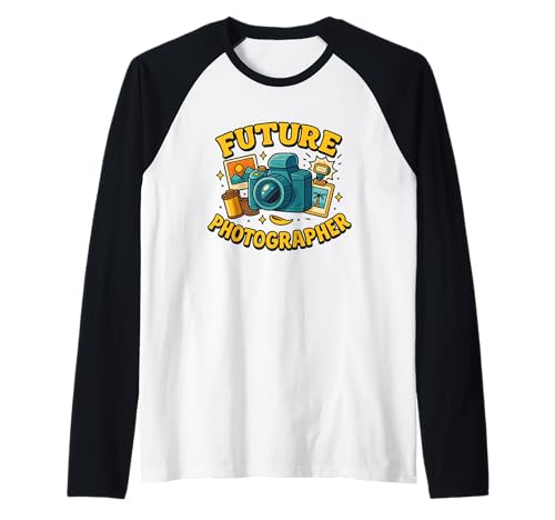 Zukünftiger Fotograf Kreative Kamera, Karriere, Fantasie für Kinder Raglan von Little Camera Explorer Future Photographer Wear