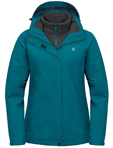 Little Donkey Andy 3-in-1 Skijacke Damen mit Fleece Warm Doppeljacke Wasserdichte Winddicht Softshell Regenjacke Outdoor Funktionsjacke mit Abnehmbare Kapuze Türkis L von Little Donkey Andy