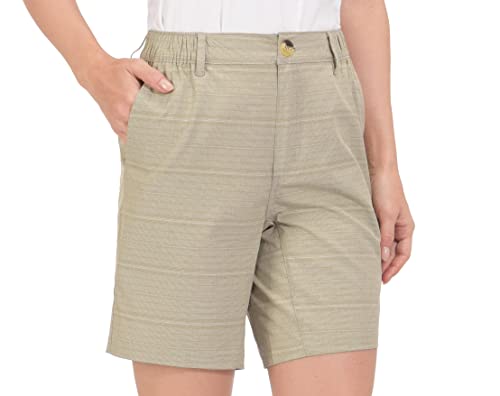 Little Donkey Andy Damen Leichte Schnelltrocknend Cargo Shorts Bermuda Stretch Kurze Hose für Wandern, Golf, Camping, Reisen Khaki L von Little Donkey Andy