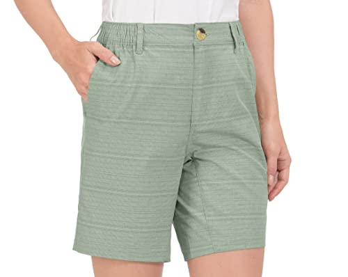 Little Donkey Andy Damen Leichte Schnelltrocknend Cargo Shorts Bermuda Stretch Kurze Hose für Wandern, Golf, Camping, Reisen Lichtgrün M von Little Donkey Andy