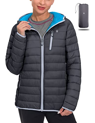 Little Donkey Andy Daunenjacken Damen Leichte Steppjacke Winddichte Warme Winterjacke Outdoor Kapuzenjacke Grau M von Little Donkey Andy