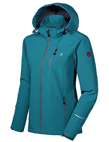 Little Donkey Andy Damen Softshell Jacke Skijacke mit Abnehmbarer Kapuze, Fleecefutter und wasserabweisend Lake M von Little Donkey Andy