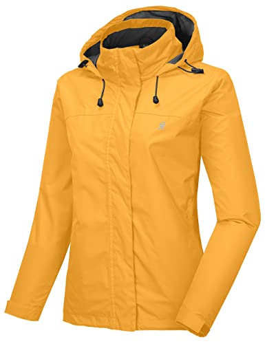 Little Donkey Andy Damen wasserdichte Regenjacke Leichte atmungsaktivem Regenjacke für Outdoor-Windbreaker zum Wandern, Reisen Gelb XL von Little Donkey Andy