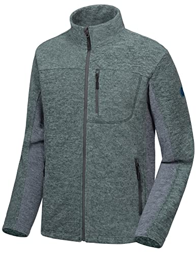 Little Donkey Andy Herren Jacke Fleece Strickjacke Strickfleece Wandern Outdoor Sweatshirt Dunkelgrün XL von Little Donkey Andy