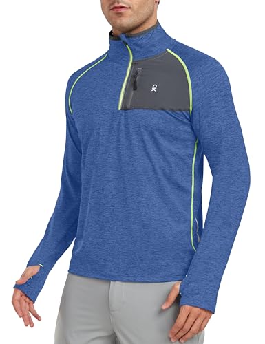 Little Donkey Andy UV-Schutz Shirt Herren Langarm: Sport Funktionsshirt mit 1/4-Reißverschluss, Atmungsaktiv & Schnelltrocknend - Ideal für Wandern, Laufen, Outdoor Aktivitäten Blau XXL von Little Donkey Andy