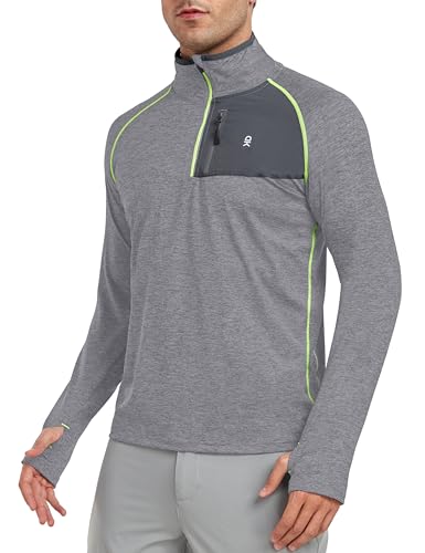 Little Donkey Andy UV-Schutz Shirt Herren Langarm: Sport Funktionsshirt mit 1/4-Reißverschluss, Atmungsaktiv & Schnelltrocknend - Ideal für Wandern, Laufen, Outdoor Aktivitäten D-Grau S von Little Donkey Andy