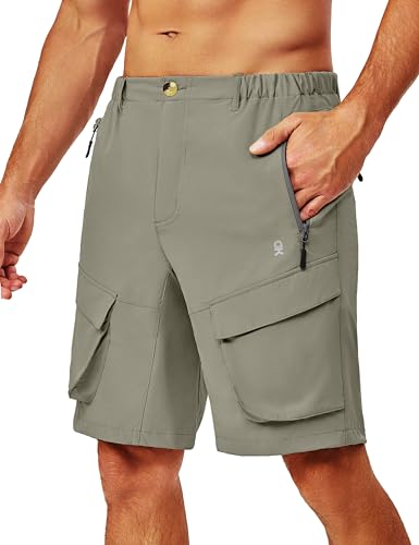 Little Donkey Andy Herren Leichte Schnelltrocknend Cargo Shorts Bermuda Stretch Kurze Hose für Wandern, Golf, Camping, Reisen Grau Grün M von Little Donkey Andy