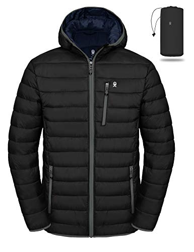 Little Donkey Andy Daunenjacken Herren Leichte Steppjacke Winddichte Warme Winterjacke Outdoor Kapuzenjacke Schwarz L von Little Donkey Andy