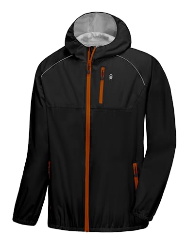 Little Donkey Andy Laufjacke Herren Atmungsaktiv Regenjacke Herren Schnelltrocknende Windjacke Wasserdichte Wandern Running 94Schwarz S von Little Donkey Andy