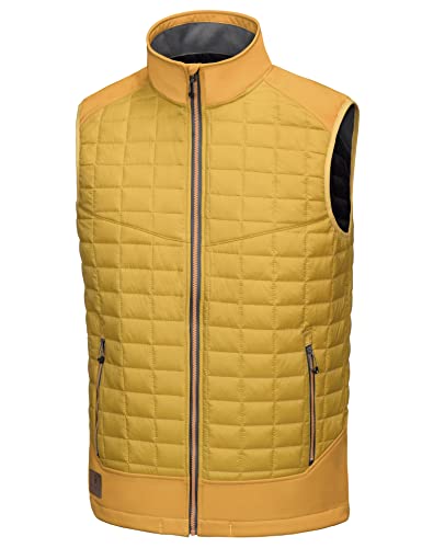 Little Donkey Andy Leichte Puffer Weste Herren Warme Ärmellose Outdoorjacke Wandern Reisen Laufen Yellow XL von Little Donkey Andy