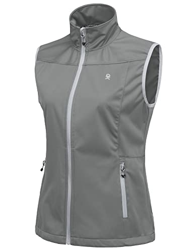 Little Donkey Andy Leichte Softshell-Weste für Damen, winddichte ärmellose Jacke für Wanderungen Grau XL von Little Donkey Andy