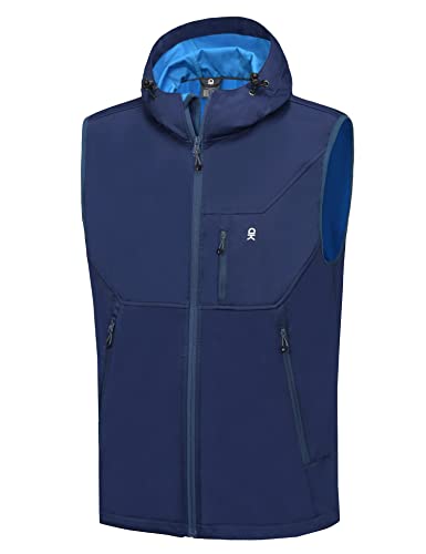 Little Donkey Andy Leichte Softshell-Weste mit Kapuze für Herren, winddichte ärmellose Jacke für Wanderungen Blau L von Little Donkey Andy