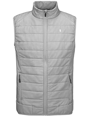 Little Donkey Andy Leichtgewichtige Herren Pufferweste, Packbare ärmellose Jacke（Hellgrau S） von Little Donkey Andy