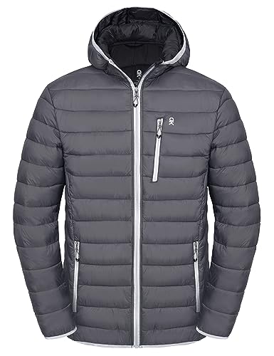 Little Donkey Andy Men's Packable Lightweight Puffer Jacket Hooded Windproof Winter Coat with Recycled Insulation Grey S von Little Donkey Andy