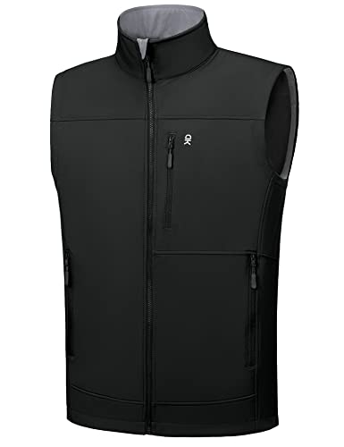 Little Donkey Andy Weste Herren Wasserdichte Softshell Ärmellose Jacke Winddicht Warm Atmungsaktiv Fleeceweste für Laufen, Wandern, Golf Schwarz M von Little Donkey Andy