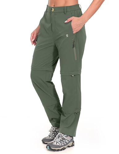 Little Donkey Andy Zip Off Wanderhose Damen Atmungsaktiv Schnell Stretch Trekkinghose Abnehmbar Outdoorhose Funktionshose Graugrün XXL von Little Donkey Andy