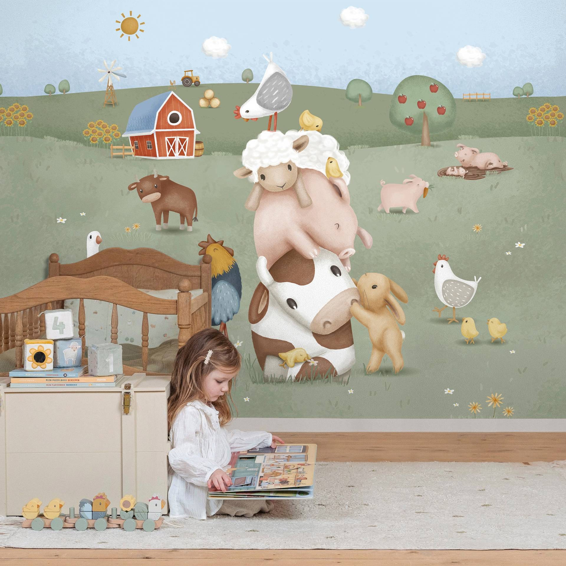 LITTLE DUTCH Vliestapete "Little Farm" neutral glatt 280x300cm (LxB) ca. 8,4m2 von Little Dutch