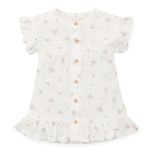 Little Dutch CL24025000 Kleid kurzärmlig mit Rüschen Musselin White Meadows - Little Farm weiß (Gr. 74) von Little Dutch