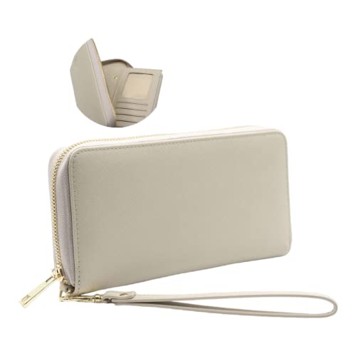 Little ELLA 2 in 1 Portemonnaie, Damen Geldbörse, herausnehmbares Portemonnaie, 18 Kartenfächer, Münzfach (beige) von Little ELLA