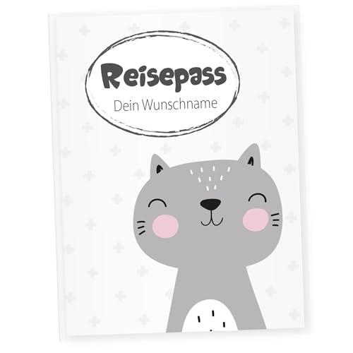 Little Fairy Tales Reisepasshülle für Kinder personalisierbar | Kinderreisepasshülle mit Personalisierung/Namen | Schutzhülle personalisierbar mit Katze von Little Fairy Tales