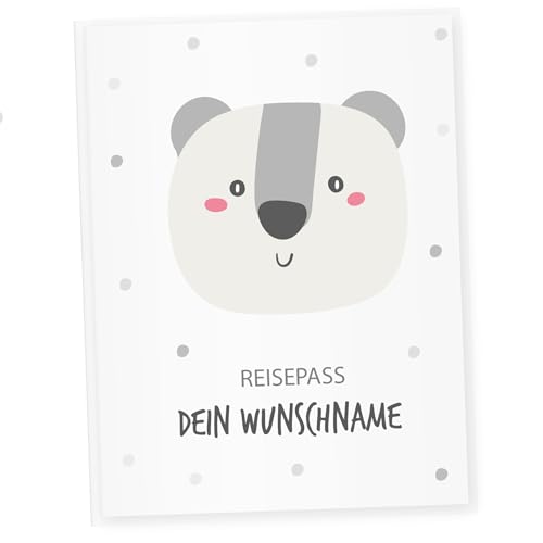 Little Fairy Tales Reisepasshülle für Kinder personalisierbar | Kinderreisepasshülle mit Personalisierung/Namen | Schutzhülle personalisierbar mit Nordic Tiere Koala von Little Fairy Tales