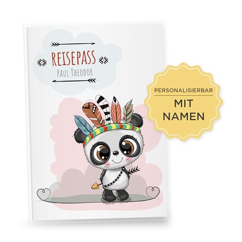 Little Fairy Tales Reisepasshülle für Kinder personalisierbar | Kinderreisepasshülle mit Personalisierung/Namen | Schutzhülle personalisierbar mit Waldtiere Panda von Little Fairy Tales